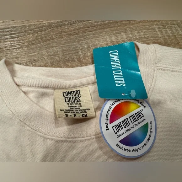 Comfort Colors Men's Off-White Crewneck Sweater - Picture 2 of 6